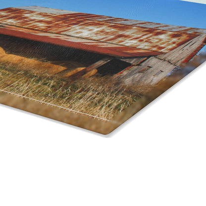 U R There Photography Dodge Road Hay Barn II Rustic Farmhouse Tempered-Glass Cutting Board