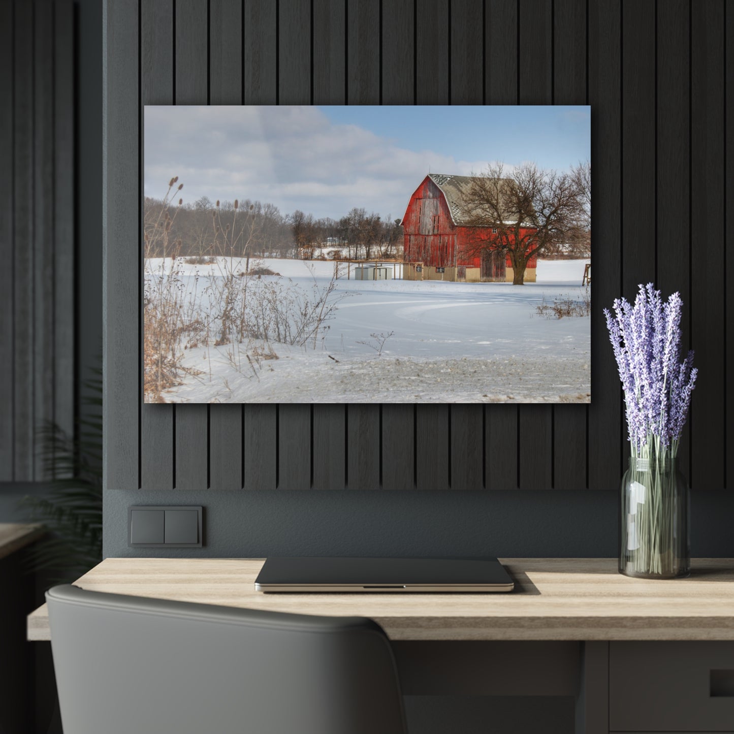 U R There Photography Oregon Road Hillside Red Rustic Farmhouse Acrylic Wall Print