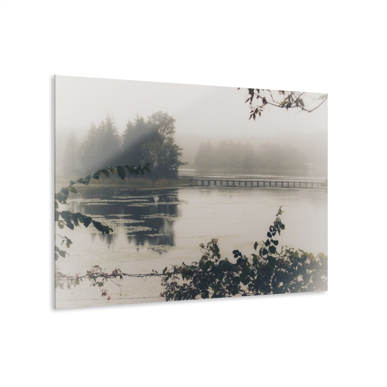 Bridge in Fog Rustic Farmhouse Acrylic Wall Print