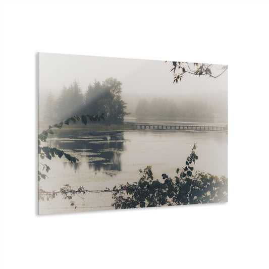 U R There Photography Bridge in Fog Rustic Farmhouse Acrylic Wall Print