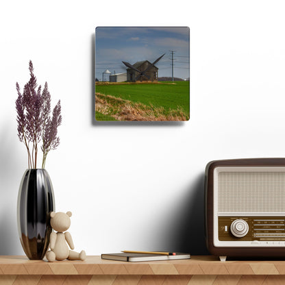 U R There Photography McAlpine Grey Rustic Farmhouse Acrylic Analog Wall Clock