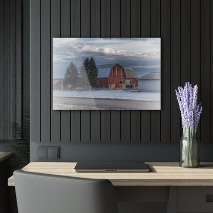 U R There Photography Glover Road Red Rustic Farmhouse Acrylic Wall Print