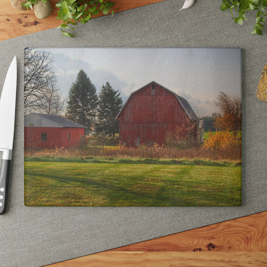 U R There Photography Invitational Drive Red Rustic Farmhouse Tempered-Glass Cutting Board