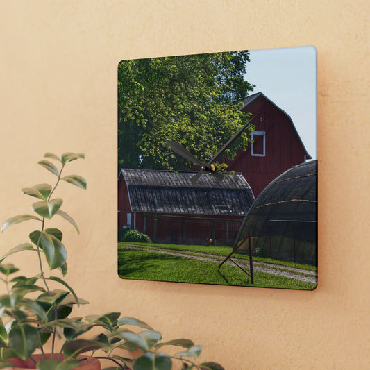 U R There Photography Hidden Reds Rustic Farmhouse Acrylic Analog Wall Clock