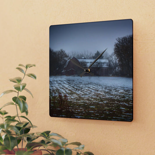 U R There Photography Holmes Road Red III Rustic Farmhouse Acrylic Analog Wall Clock