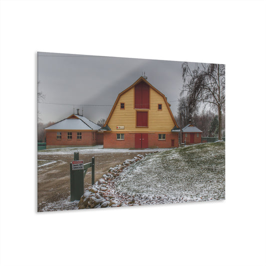 U R There Photography Yellow Barn of Bordman Rustic Farmhouse Acrylic Wall Print