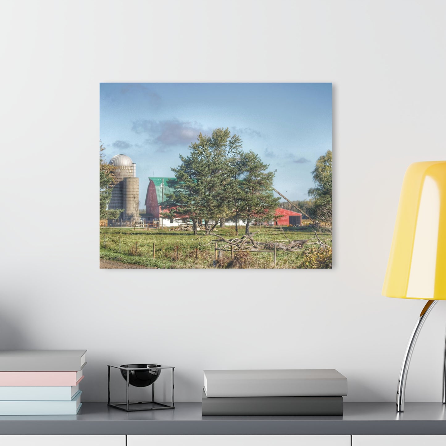 U R There Photography Croswell Wagner Road Red Rustic Farmhouse Acrylic Wall Print