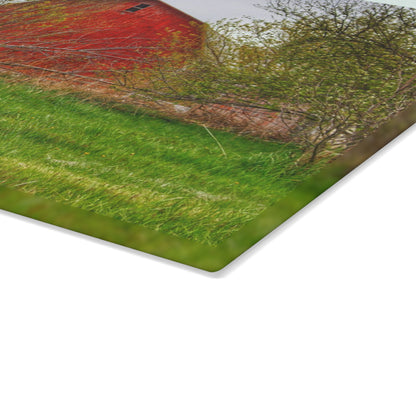U R There Photography Castle Corner Red I Rustic Farmhouse Tempered-Glass Cutting Board