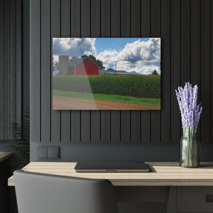 U R There Photography East Brown Road Red Rustic Farmhouse Acrylic Wall Print