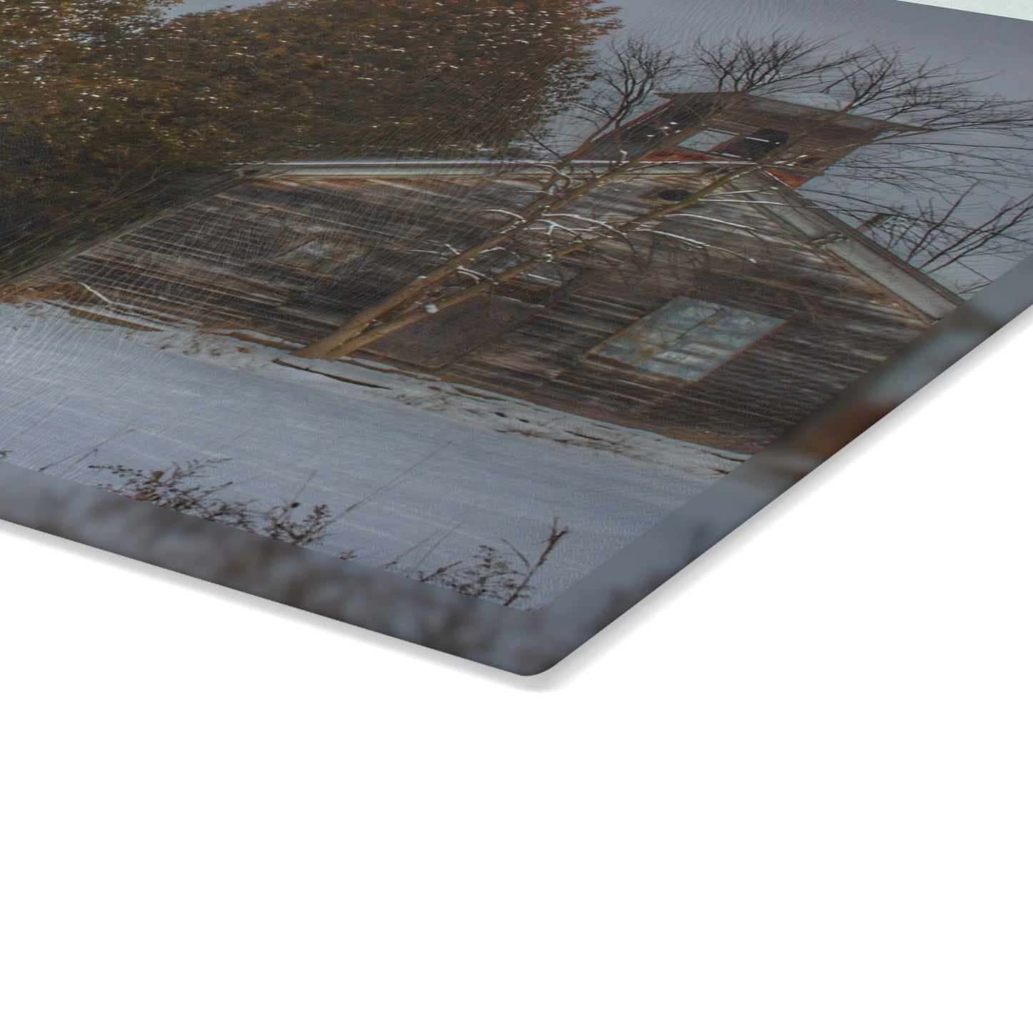 U R There Photography Vermilya Schoolhouse I Rustic Farmhouse Tempered-Glass Cutting Board