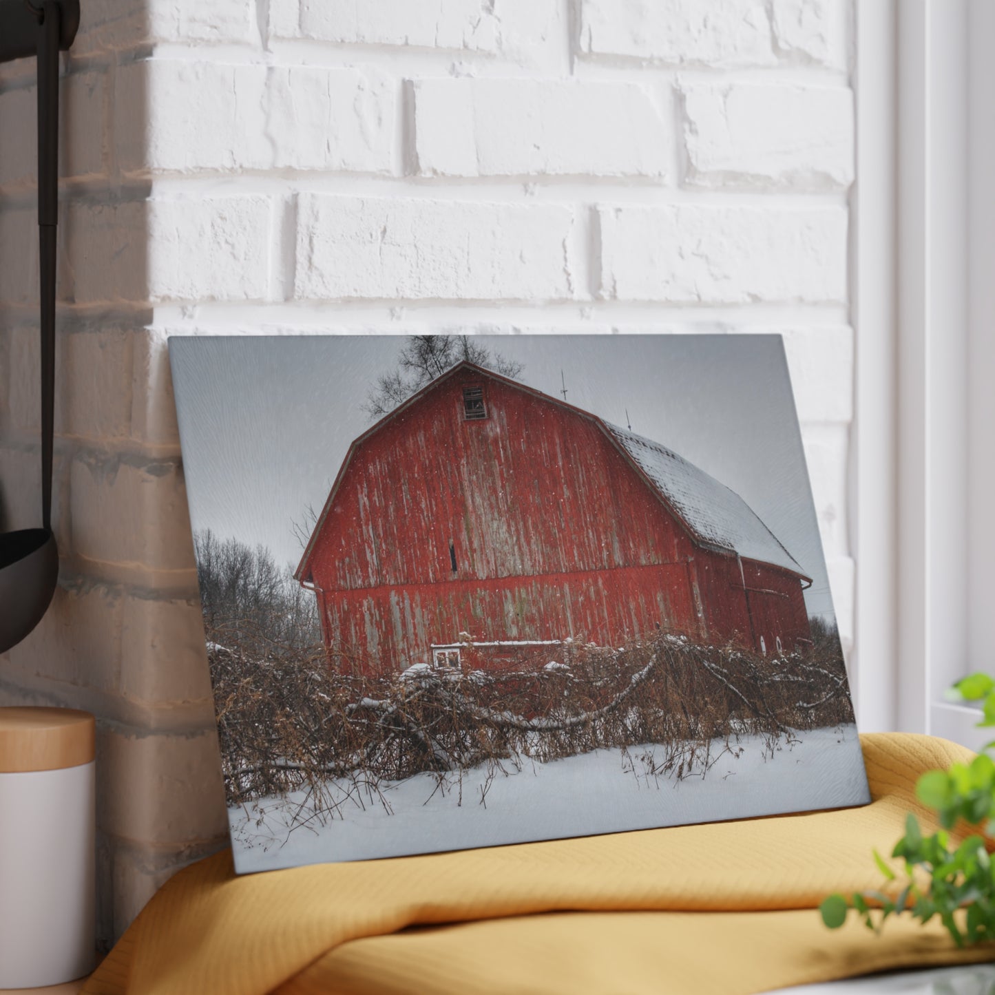 U R There Photography Hadley Road Barn at the Bend Rustic Farmhouse Tempered-Glass Cutting Board