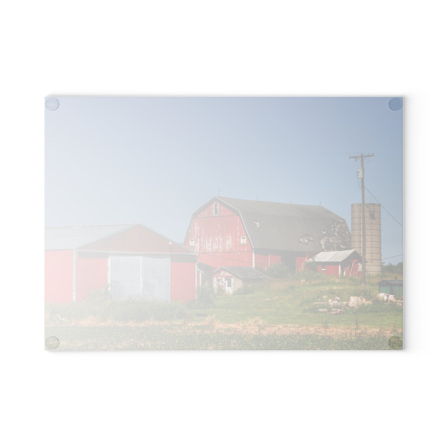 U R There Photography Greenwood Road Red I Rustic Farmhouse Tempered-Glass Cutting Board