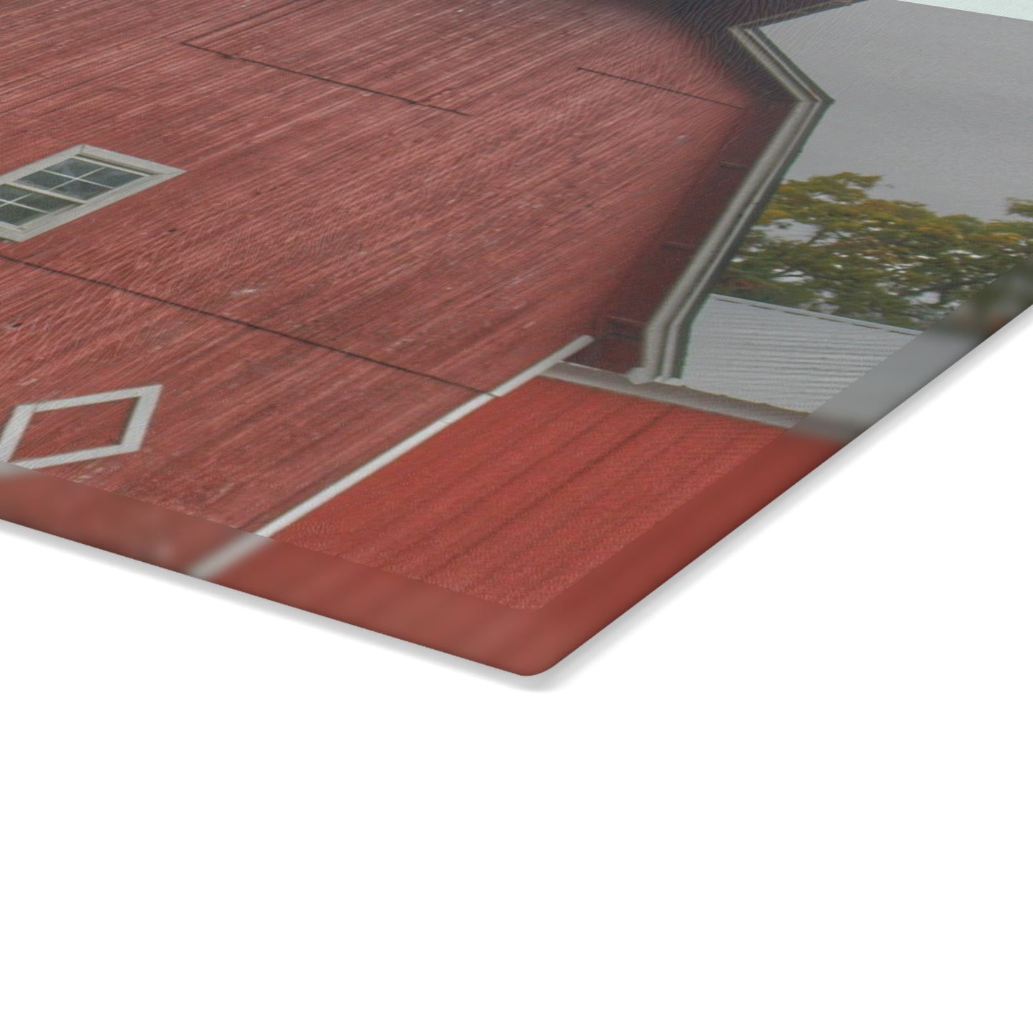 U R There Photography Brauer Road Red Rustic Farmhouse Tempered-Glass Cutting Board