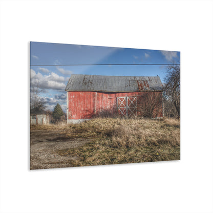 U R There Photography Lapeer Road Crooked Red Rustic Farmhouse Acrylic Wall Print