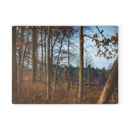 U R There Photography Blood Road Red II Rustic Farmhouse Tempered-Glass Cutting Board