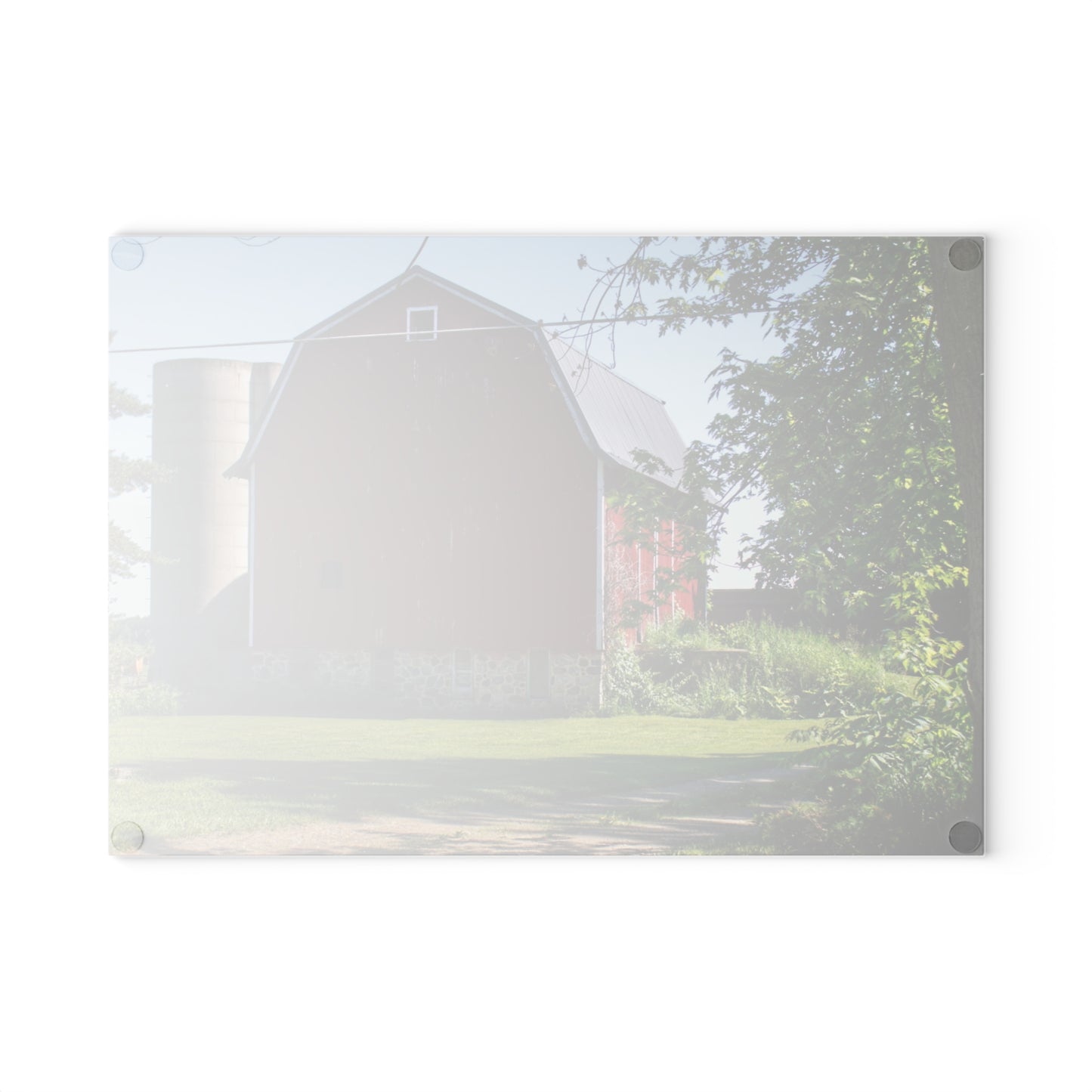 U R There Photography Mayville Road Red Rustic Farmhouse Tempered-Glass Cutting Board