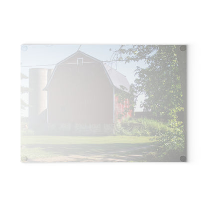 U R There Photography Mayville Road Red Rustic Farmhouse Tempered-Glass Cutting Board