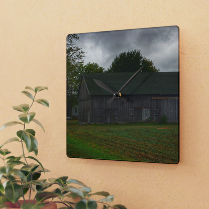 U R There Photography Weaver Road Grey Rustic Farmhouse Acrylic Analog Wall Clock