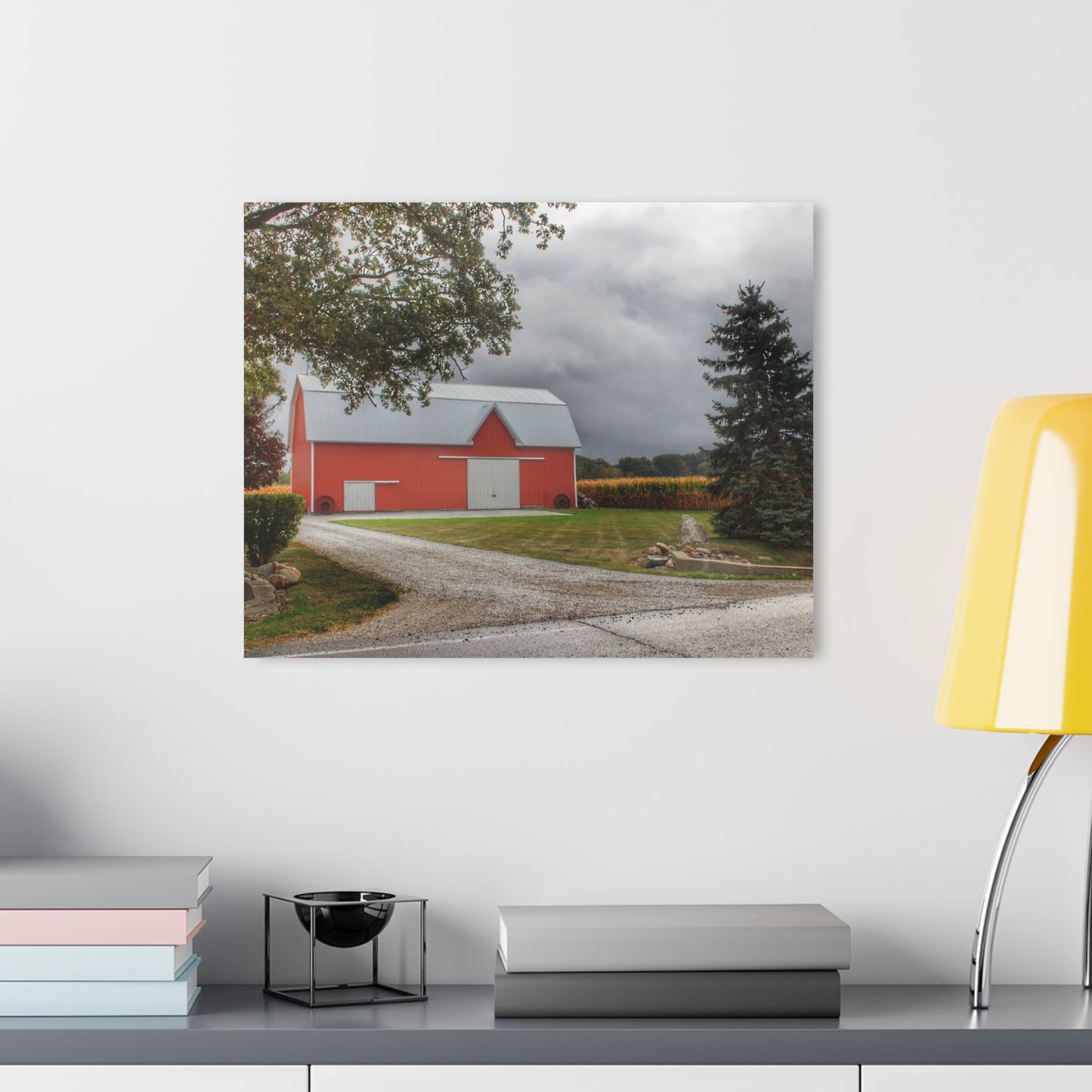 U R There Photography Richville Road Red Rustic Farmhouse Acrylic Wall Print