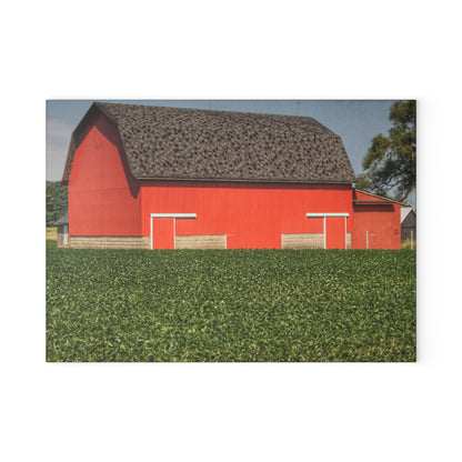 U R There Photography Elba Red I Rustic Farmhouse Tempered-Glass Cutting Board