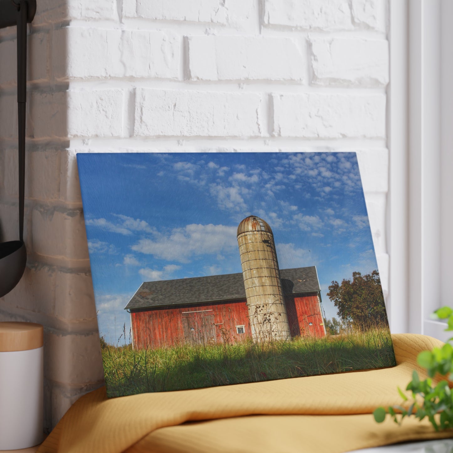 U R There Photography Clarkston Road Red I Rustic Farmhouse Tempered-Glass Cutting Board