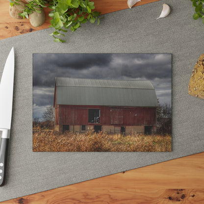 U R There Photography Booth Road Cow Barn I Rustic Farmhouse Tempered-Glass Cutting Board
