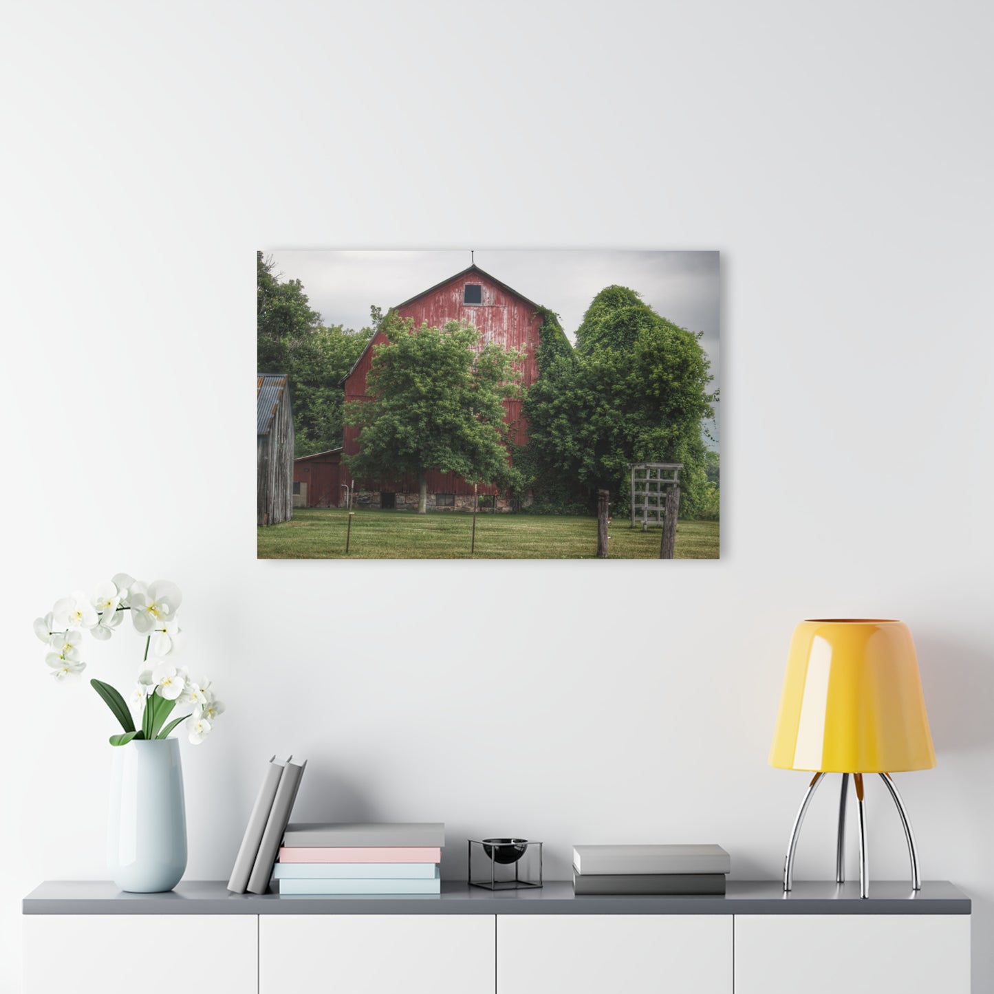 U R There Photography Otter Lake Road Hidden Red Rustic Farmhouse Acrylic Wall Print