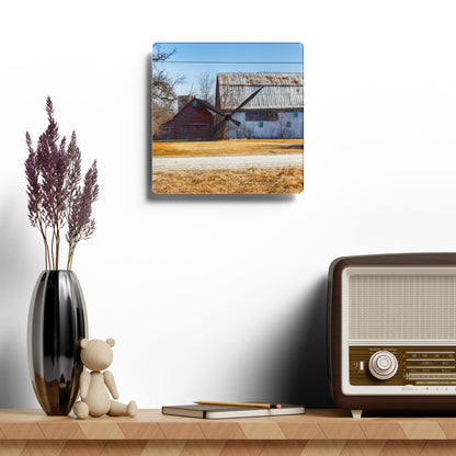 U R There Photography Indian Trail Rusted Reds II Rustic Farmhouse Acrylic Analog Wall Clock