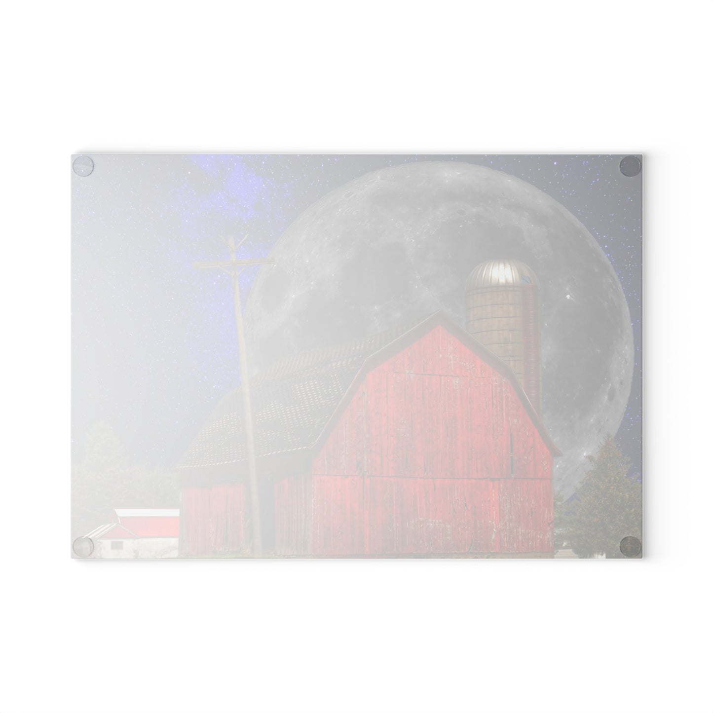 U R There Photography Moon over Hollenbeck Rustic Farmhouse Tempered-Glass Cutting Board