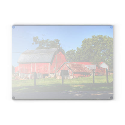U R There Photography Frances Road Reds I Rustic Farmhouse Tempered-Glass Cutting Board