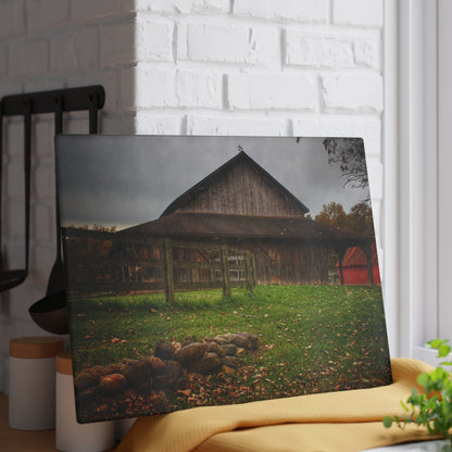 U R There Photography Chalet Grey II Rustic Farmhouse Tempered-Glass Cutting Board