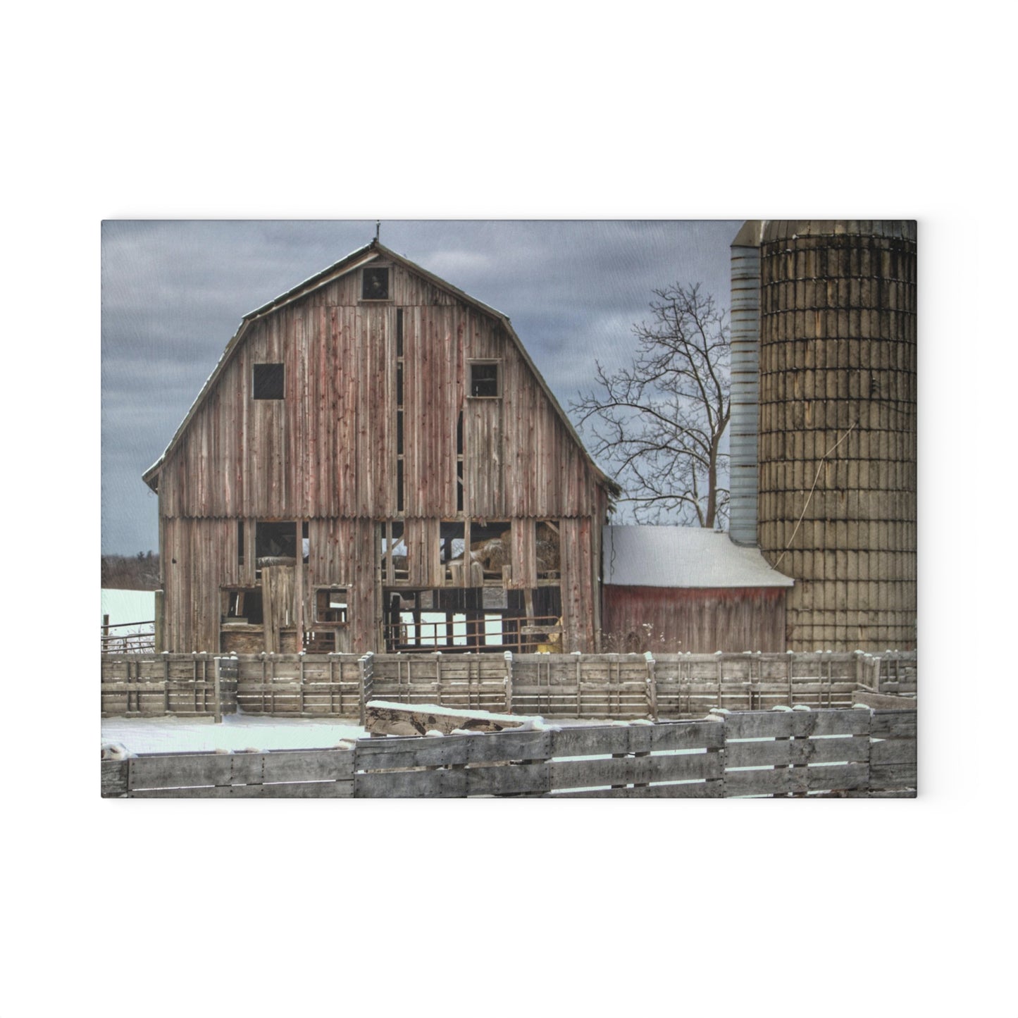 U R There Photography Old Marathon Rustic Farmhouse Tempered-Glass Cutting Board