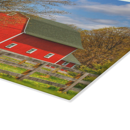 U R There Photography Sohn Road Red Rustic Farmhouse Tempered-Glass Cutting Board