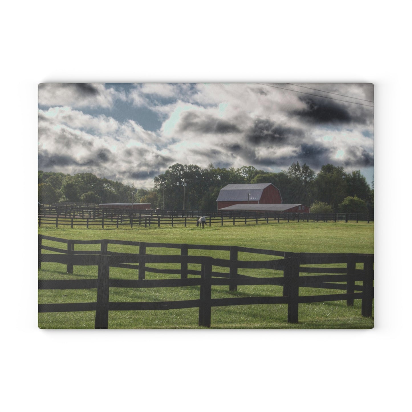 U R There Photography Hosner Road Farm Rustic Farmhouse Tempered-Glass Cutting Board