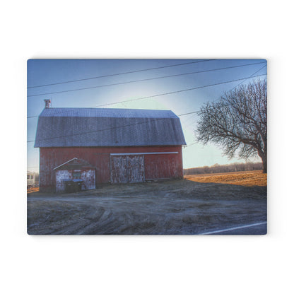 U R There Photography Rochester Red on a Spring Morning Rustic Farmhouse Tempered-Glass Cutting Board