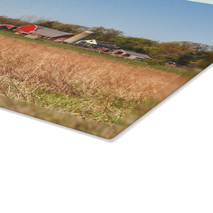 U R There Photography East Millington Road Farm Rustic Farmhouse Tempered-Glass Cutting Board