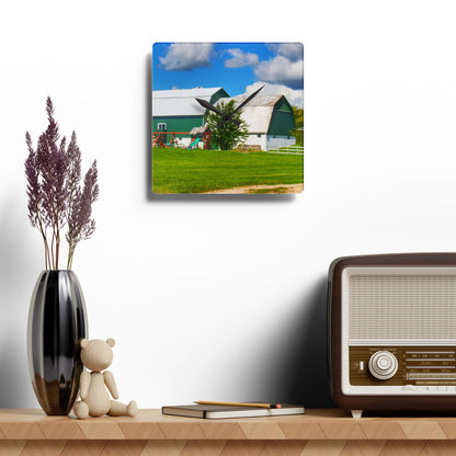 U R There Photography Hough Road Green Rustic Farmhouse Acrylic Analog Wall Clock