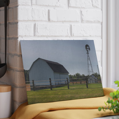 U R There Photography M-90 White and Windmill II Rustic Farmhouse Tempered-Glass Cutting Board