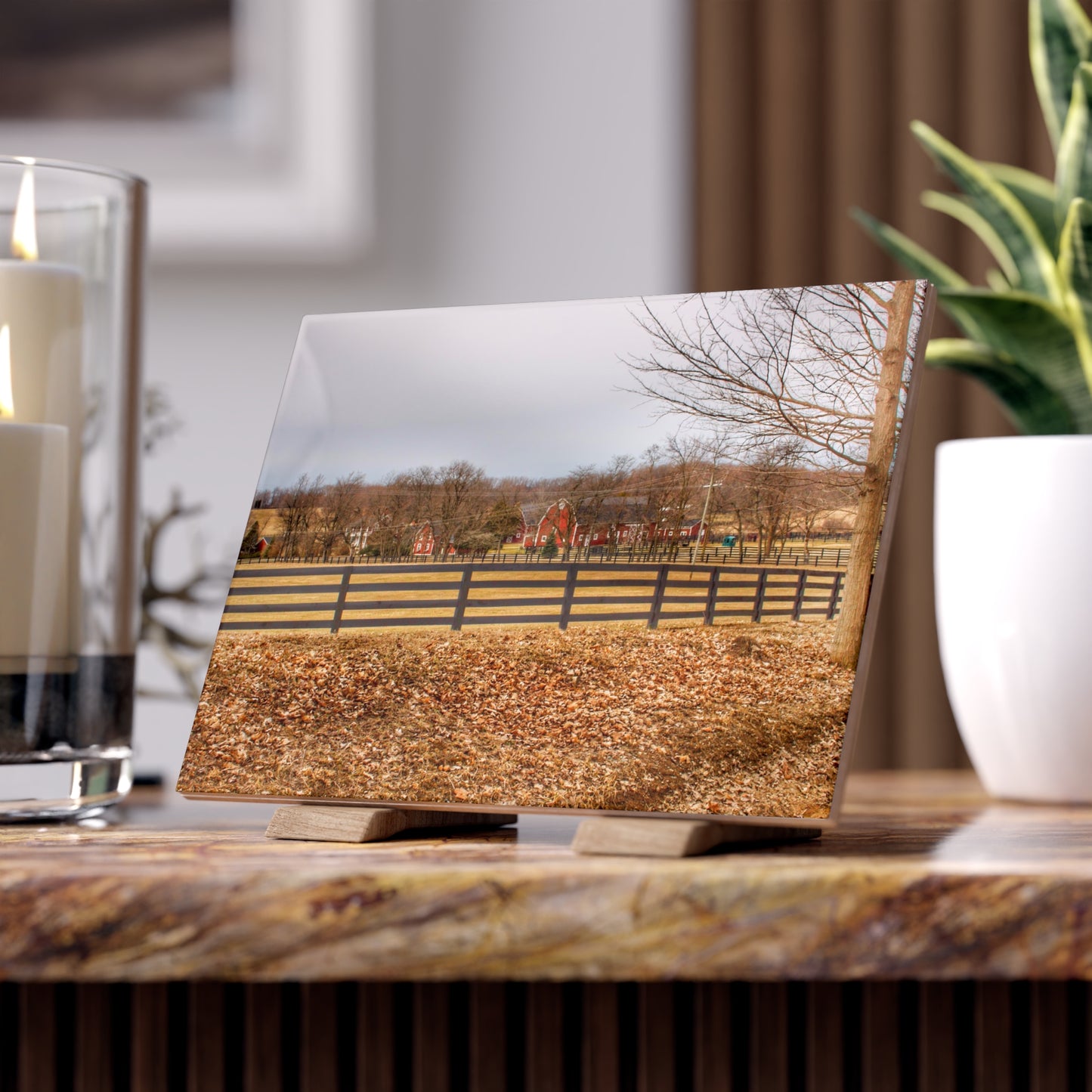 U R There Photography Barber Road Farm I Rustic Farmhouse Decorative Ceramic Tile 6" × 8" Glossy