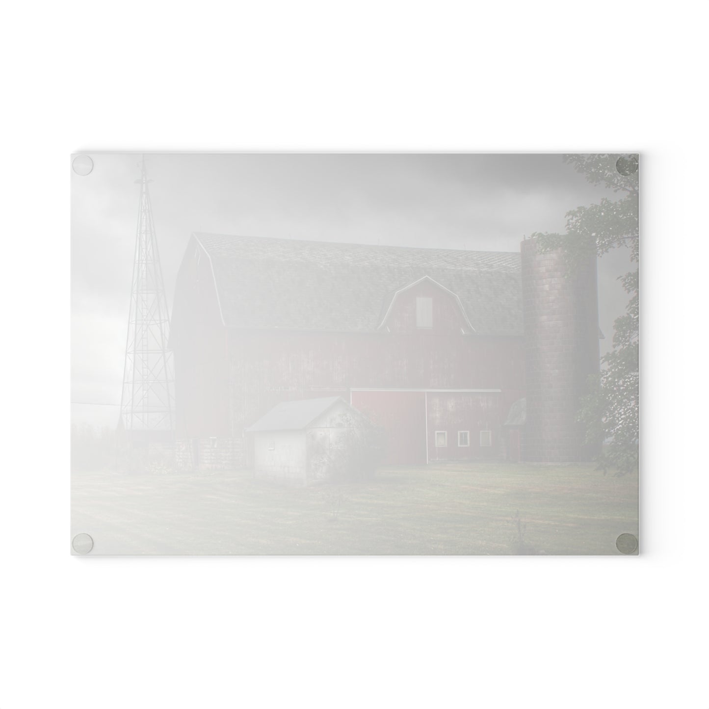 U R There Photography Weaver Road Red II Rustic Farmhouse Tempered-Glass Cutting Board