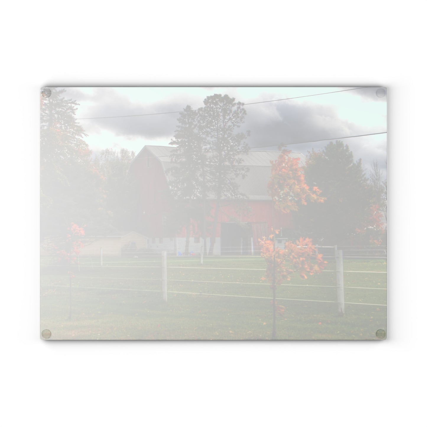 U R There Photography Farnsworth Road Red I Rustic Farmhouse Tempered-Glass Cutting Board
