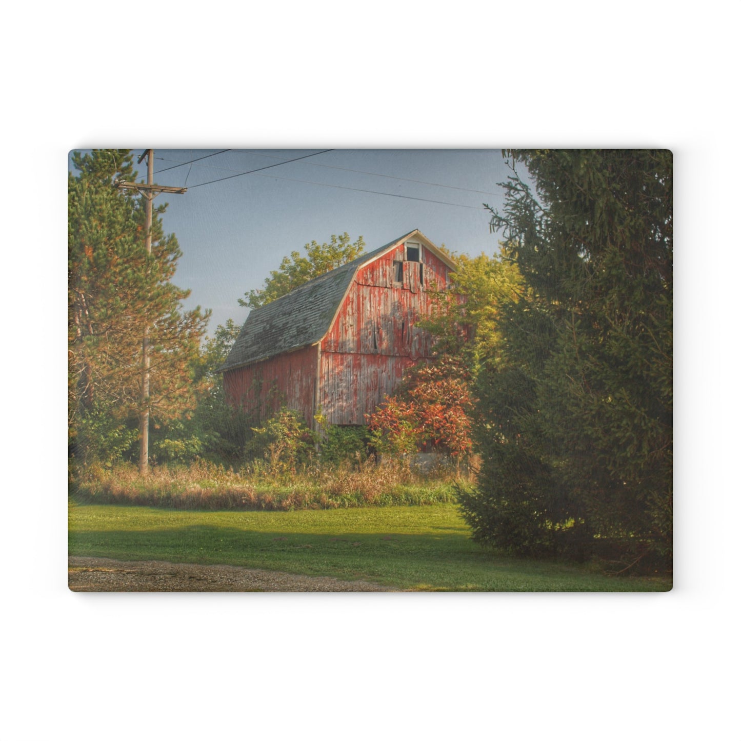 U R There Photography Belle River Red I Rustic Farmhouse Tempered-Glass Cutting Board