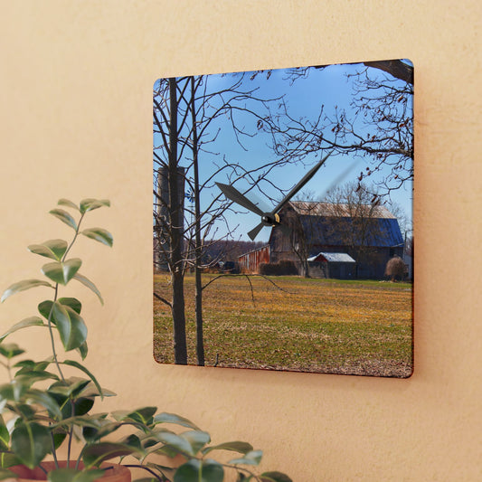 U R There Photography Rider Road Greys Rustic Farmhouse Acrylic Analog Wall Clock
