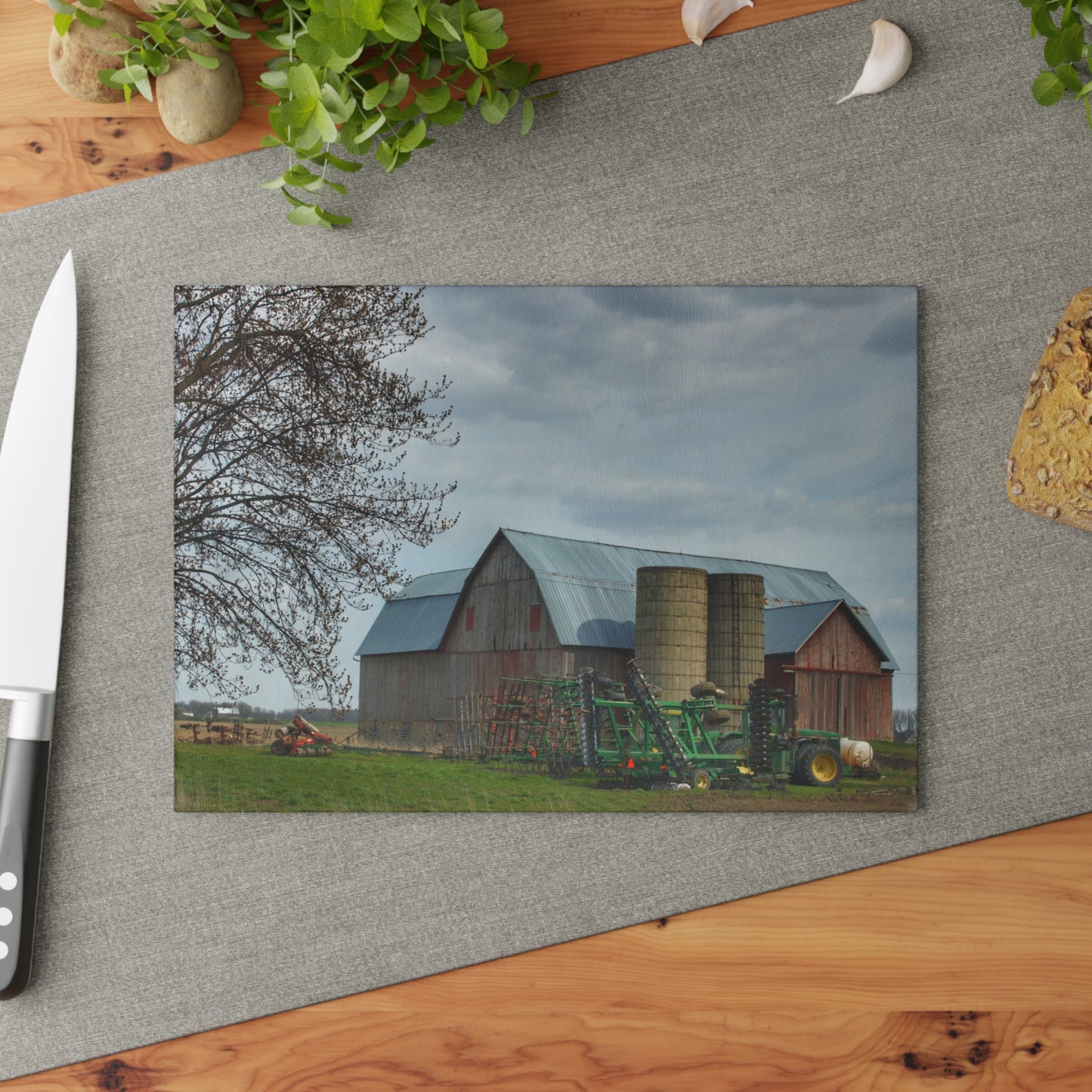 U R There Photography Snover Road Red I Rustic Farmhouse Tempered-Glass Cutting Board