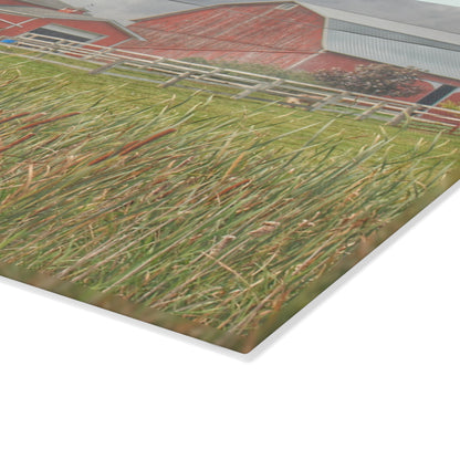 U R There Photography Greenwood Reds Rustic Farmhouse Tempered-Glass Cutting Board