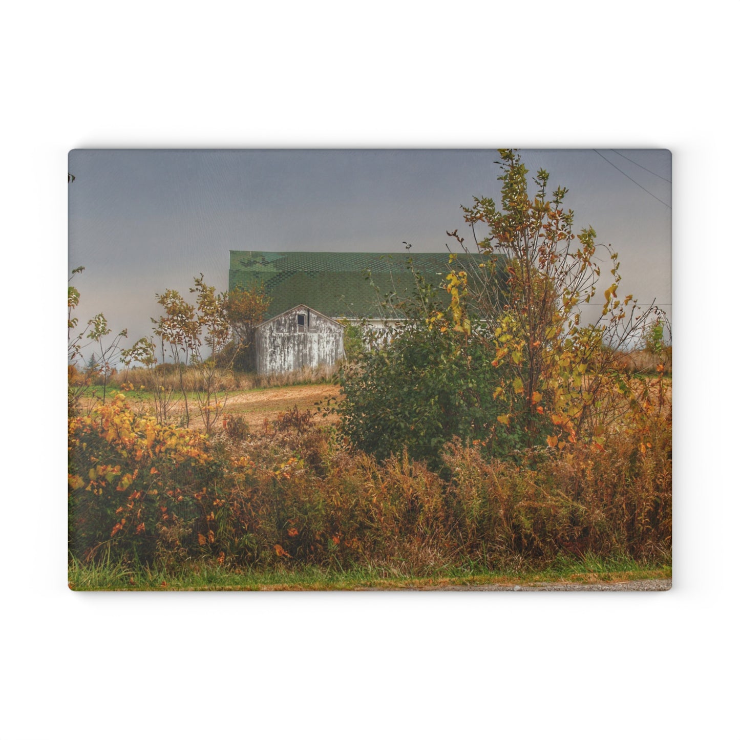 U R There Photography Hill Road White Rustic Farmhouse Tempered-Glass Cutting Board