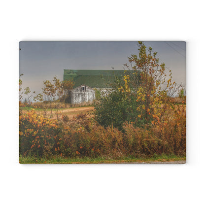 U R There Photography Hill Road White Rustic Farmhouse Tempered-Glass Cutting Board