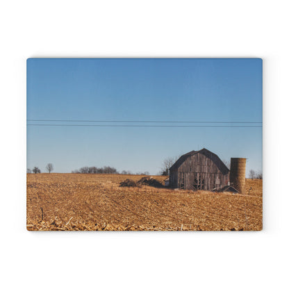 U R There Photography Hurd Corners Road Grey Rustic Farmhouse Tempered-Glass Cutting Board