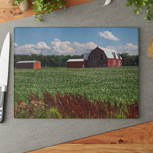 U R There Photography South Gera Road Red Rustic Farmhouse Tempered-Glass Cutting Board