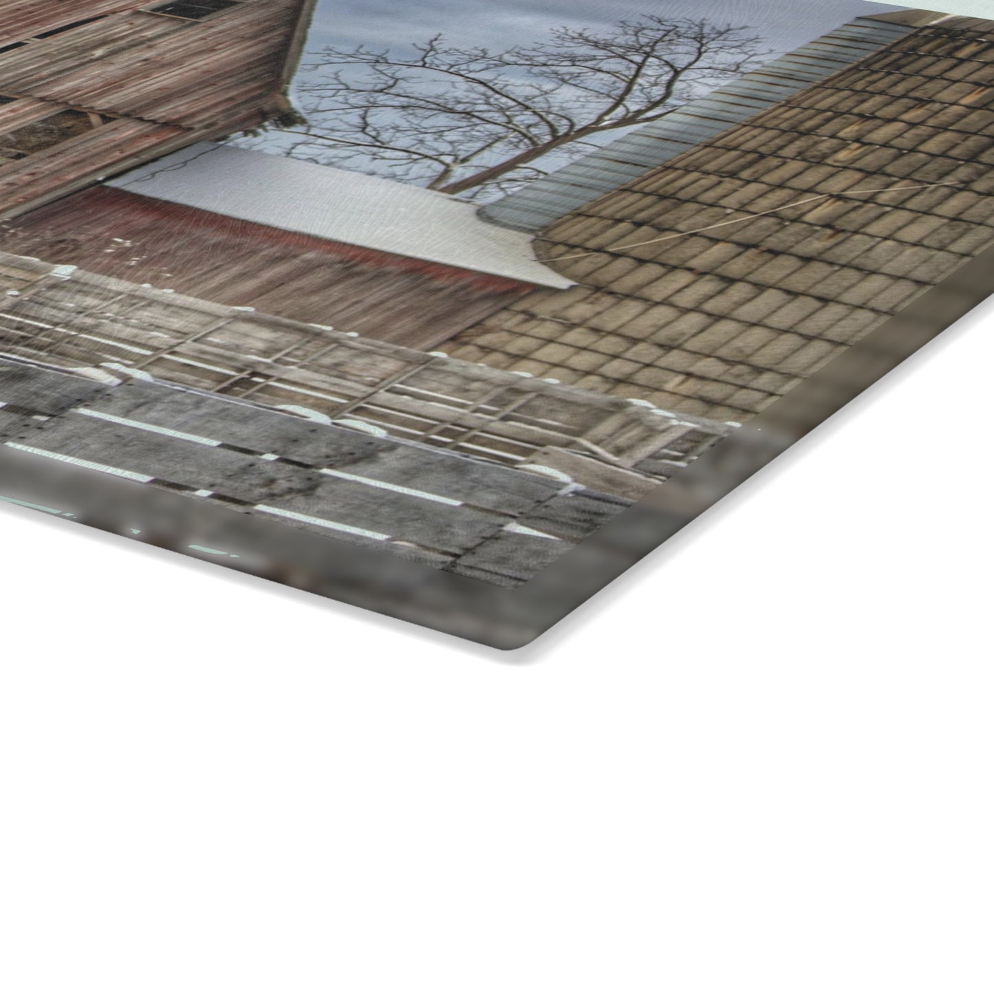U R There Photography Old Marathon Rustic Farmhouse Tempered-Glass Cutting Board